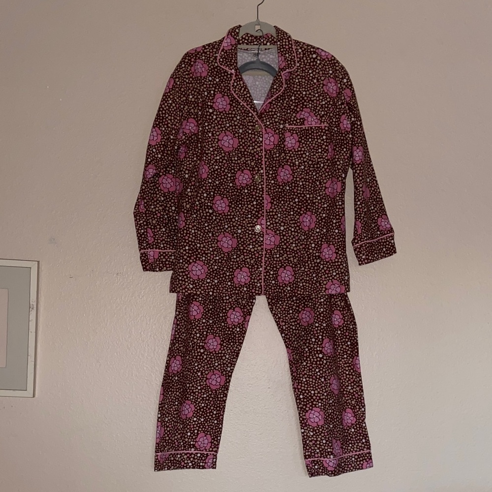 BedHead Pajama Set with Pink Floral Print, Super Soft Flannel, Size Large